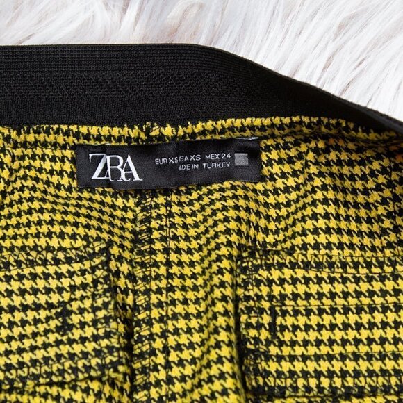 Zara Yellow Houndstooth Pants Size XS - Picture 4 of 5